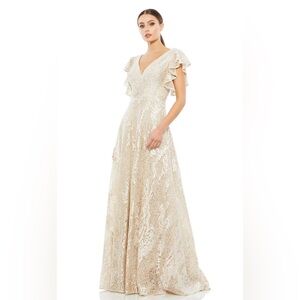 Elegant Cream Lace Dress MAC DUGGAL STYLE 23010